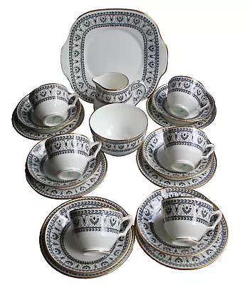 Buy Crown Staffordshire Black Victoria 21 Piece Tea Set • 60£