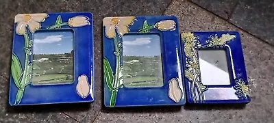 Buy 3 X Old Tupton Ware Ceramic Floral Photo Picture Frames Vintage Blue Yellow  • 12£