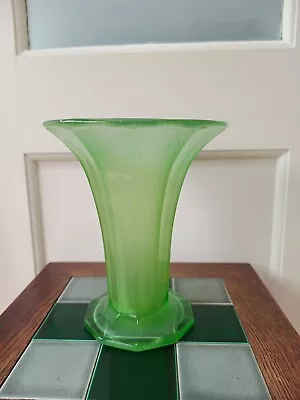 Buy Large Art Deco Green Cloud Glass/ Frosted Glass Vase Possibly By Davidson's • 20£