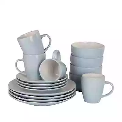 Buy Dinner Set Dinnerware Two Tone Round Plates Mug Bowl Stoneware Crockery 8 16 Pcs • 69.99£