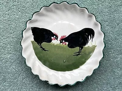 Buy Antique Pountney Bristol Cock & Hen Pottery Hand Painted Dish With Wavy Edge Rim • 45£