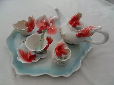 Buy Franz Lucky Goldfish Porcelain China Chinese Tea Set With Teacup & XL Tray • 695£