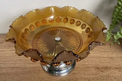 Buy Vintage | Davidson #269 Art Deco Amber Glass 'Blackberry Prunt' Bowl | Amber • 15£