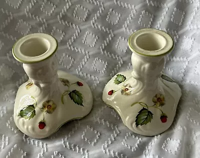 Buy Vintage James Kent Old Foley Candlesticks Candle Holders Strawberry Pattern • 13.97£