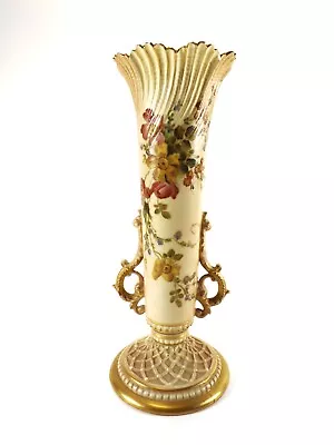Buy Antique Royal Worcester Vase / Blush Ivory With Twin Handles Ref 1208 • 0.99£