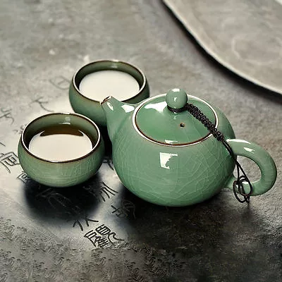 Buy China Longquan Celadon Kung Fu Tea Set A Teapot Of Two Teacup • 28.79£