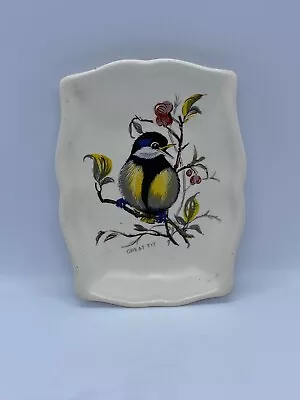 Buy Vintage Trinket Pin Dish, Vale Axe Pottery Devon With A Great Tit Design • 9.50£