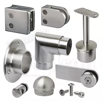 Buy Stainless Steel Handrail Fittings Balustrade Glass Railings Fence Clamps Panels • 1.80£