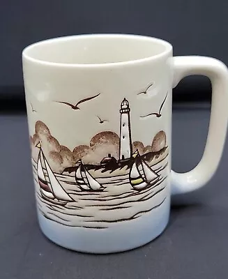 Buy Otagiri Japan Nautical Themed Hand Painted Coffee Mug Boats Lighthouse 8oz Cup • 9.23£