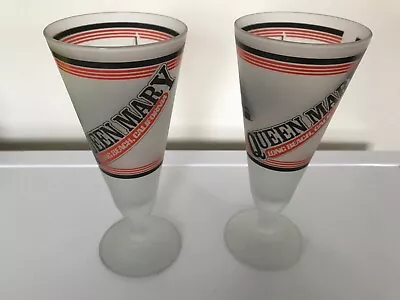 Buy 2x Rare Vintage 1960s QUEEN MARY Frosted Cocktail Glasses-VGC • 22.99£