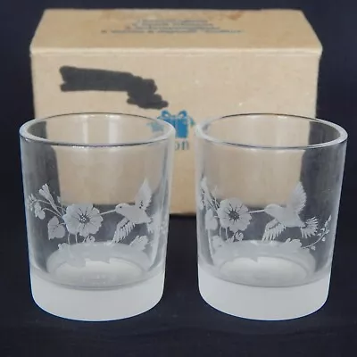Buy 2 Avon Hummingbird Shot Glasses Spirit Glasses  Lead Crystal Boxed • 8£