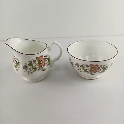 Buy W H Grindley Flying Saucer Baildon Flowers Pattern Milk Jug & Sugar Bowl • 19.95£