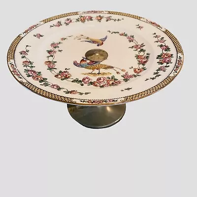 Buy Vintage Cake Plate -George Jones Crescent Ware -Paradise Pink Bird -Cake Stand • 21.43£