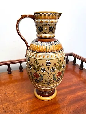 Buy Superb Large Antique Mettlach German Pottery Gothic Arts Crafts Ewer Pugin • 65£