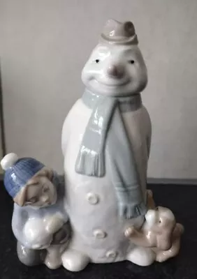 Buy NAO Lladro 1438  Winter Games  Snowman With Child & Puppy Dog . No Box • 64.99£
