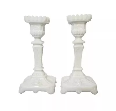 Buy Antique French Milk Glass Portieux Vallerysthal Candle Holders • 74.55£