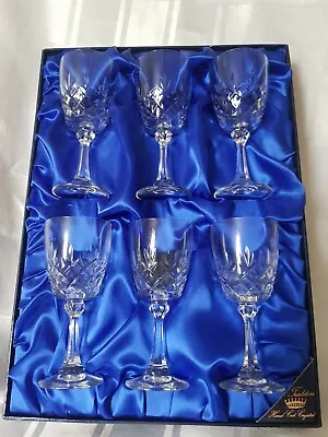 Buy (CF3) Six Hand Cut Crystal Wine Glasses • 10£