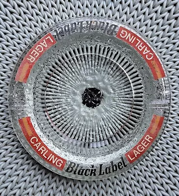 Buy Retro Carling Black Label Glass Crackle Effect Ashtray - Good Condition • 7.95£