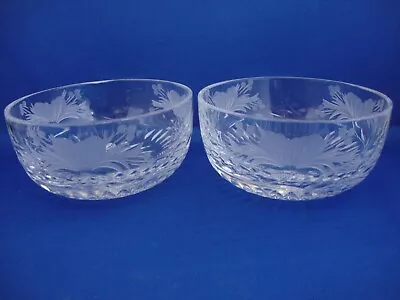 Buy 2 X Royal Brierley Honeysuckle Pattern Cut Small Fruit Dishes Bowls - Signed • 24.95£
