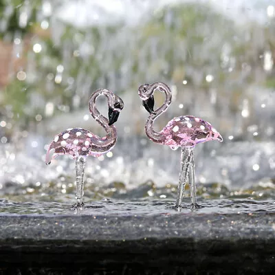 Buy  2Pcs Crystal Flamingo Statue Cute Flamingo Ornament Desktop Flamingo Crystal • 14.65£