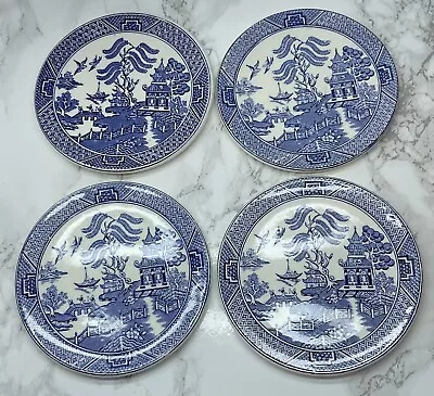 Buy 4 Blue And White Willow Pattern 4.5” English Ironstone Tableware Coasters • 16.99£