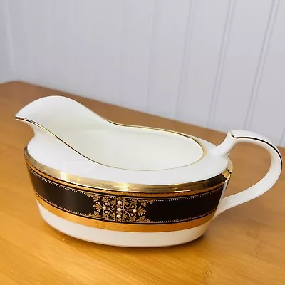 Buy RARE Noritake Evening Majesty Gravy Boat Dish Black Gold WHITE EUC MP • 93.17£