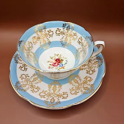 Buy Vintage Royal Grafton Harlequin Fine Bone China Turquoise Teacup & Saucer  • 15£