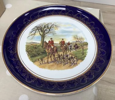 Buy Vintage Arklow Plate Hunting Scene Rich Blue And Gold Decorative Border • 24.99£