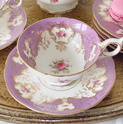 Buy Coalport Cabinet Cup, Lilac Ground, Handpainted Cabbage Roses, Batwing Interest • 150£