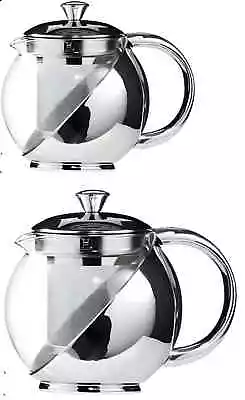 Buy 500ml/750ml Glass & Stainless Steel Tea Pot Kettle With Loose Tea Leaf Infuser • 9.99£