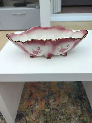 Buy Mayfayre Staffordshire Pottery Oval Shaped Vase/Jardiniere,Pink Rose Pattern • 8.99£