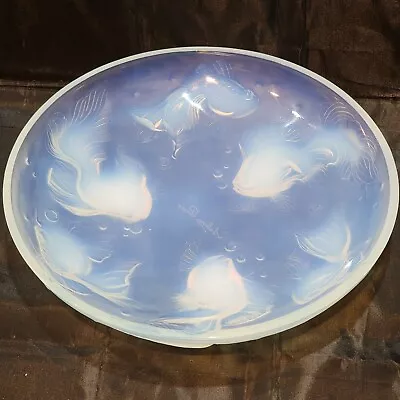 Buy SABINO Opalescent Art Glass Plate Swimming 3D Angel Fish Bubbles P130 Paris • 297.84£