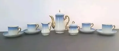Buy Antique Vintage Elegant Miniature Porcelain Doll Child Tea Set Blue White Gold • 126.04£