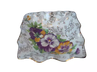 Buy James Kent Nut Dish England Individual Yellow Pansies Gold Longton Square Floral • 39.57£