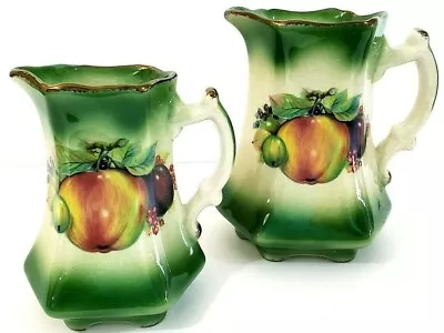 Buy Mayfayre Staffordshire England Pottery Pitchers Fruit Motif Set Of 2 England • 24.22£