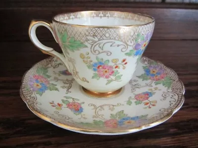 Buy COPELANDS GROSVENOR Bone China GOLD FLORAL  Demitasse TEA CUP & SAUCER By HAND • 29.99£