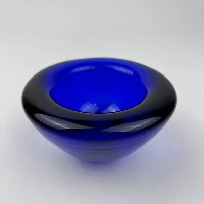 Buy Cobalt Blue Swirl Art Glass Bowl Kosta Boda Atoll Votive Tealight Candle Holder • 18.50£