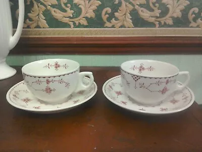 Buy Furnivals Denmark Pink -  Red Pattern 2 X Cups & 2 X Saucers- Quality Retro -vgc • 7.99£