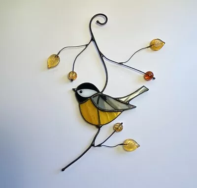 Buy Stained Glass Bird Great Tit 14 X 19cm Sun Catcher Window Hanging Ornament • 24.99£