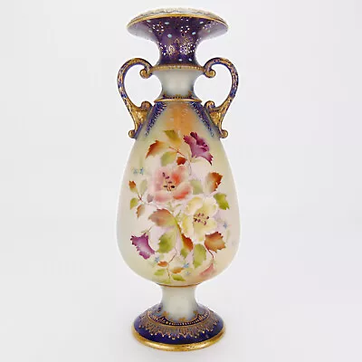 Buy Antique Carlton Ware Vase Blush Ivory Hibiscus W&R Hand Painted 22cm C1894-1926 • 114.99£