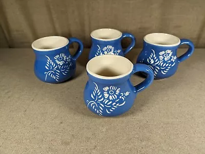 Buy 4 X Betwys-y-Coed Mugs Welsh Studio Pottery Blue Coffee Cups • 19.99£