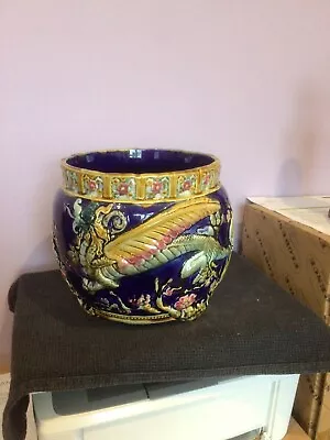 Buy Vintage Large L Chinese Majolica/Planter/Jardiniere Stunning  7.75  Tall • 49.99£