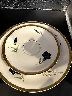 Buy **Rare**SIGNED* Saucer & Dessert Plate*Bavaria*Garmisch-Partenkirchen*Floral • 48.46£