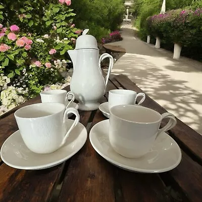 Buy Vintage Royal Creamware Twisted Handle Large Teapot & 4 Teacups & Saucers • 100£