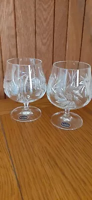 Buy Pair Of Bohemia Pinwheel Symphony Collection Lead Cut Crystal Brandy Glasses • 15.99£
