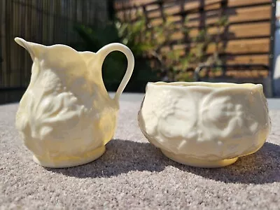 Buy Vintage BELLEEK Irish Pottery Milk Cream Jug And Sugar Bowl Fermanagh Ireland • 11.99£