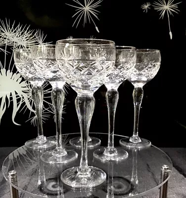 Buy 6 X Vintage Royal Brierley Hand Cut Crystal Hock Wine Glasses  “BRUCE” - SIGNED! • 80£