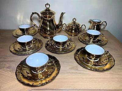 Buy Vintage Bareuther Waldsassen Bavaria Gold Porcelain Tea Set, Service For 6, Gold • 359.44£