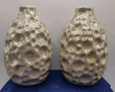 Buy Pair Of Small Lustreware Dimpled Vases Cream Champagne Colour Opalescent 5  Tall • 6.50£