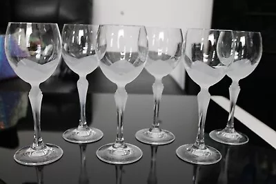 Buy 6 X Vintage Rona Lily Frosted Crystal Hock Wine Glasses Slovakia LEDNICKE ROVNE • 28£
